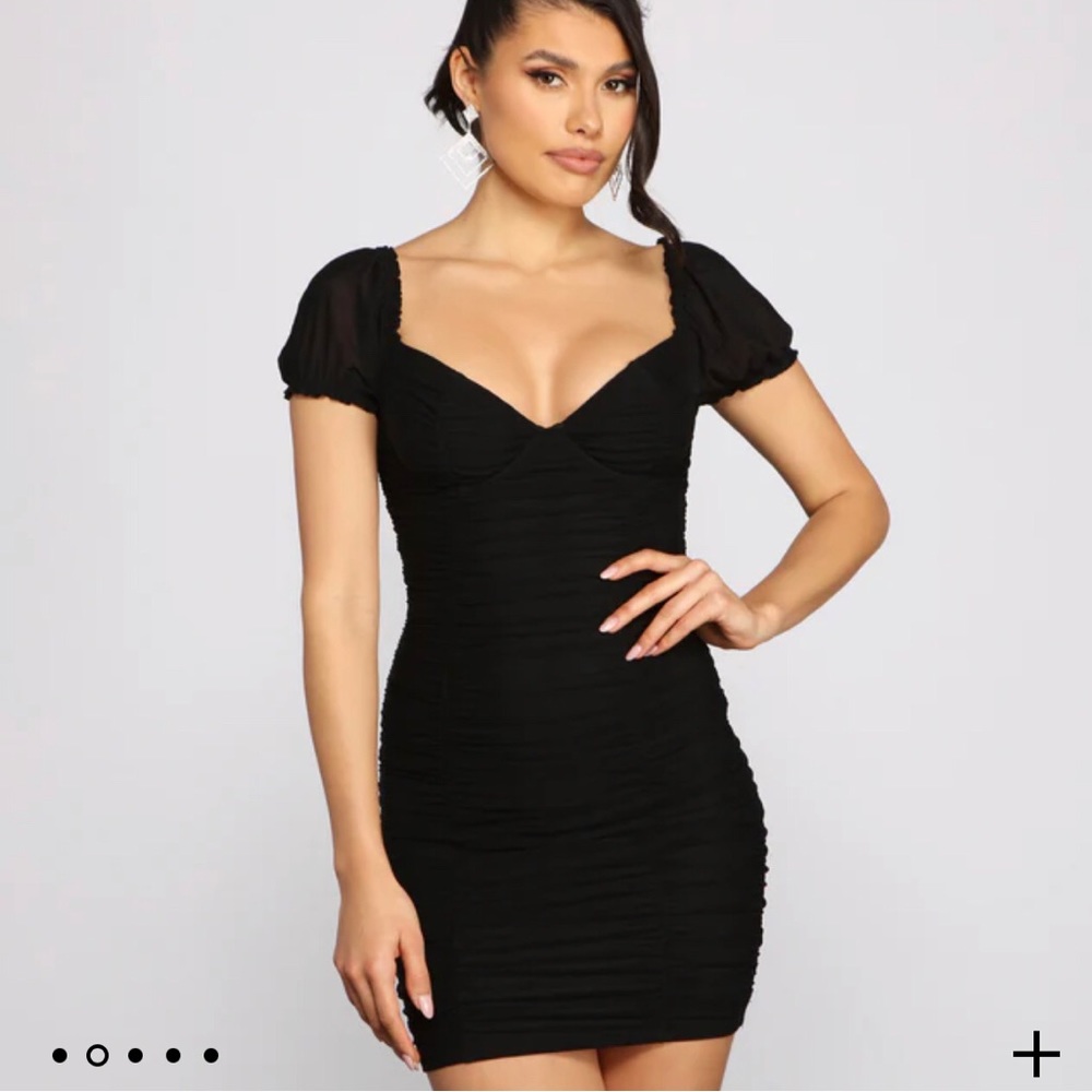 Windsor mesh ruched mini dress